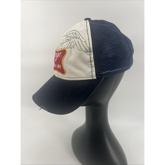 Miller High Life Beer Baseball Hat Cap OSFM Adjustable Strap Back Blue Cotton - Picture 3 of 9